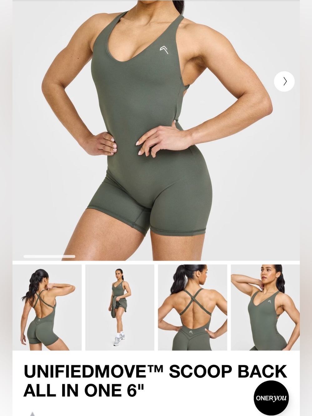 Scoop Back All-In-One 6" Romper – Olive Green
